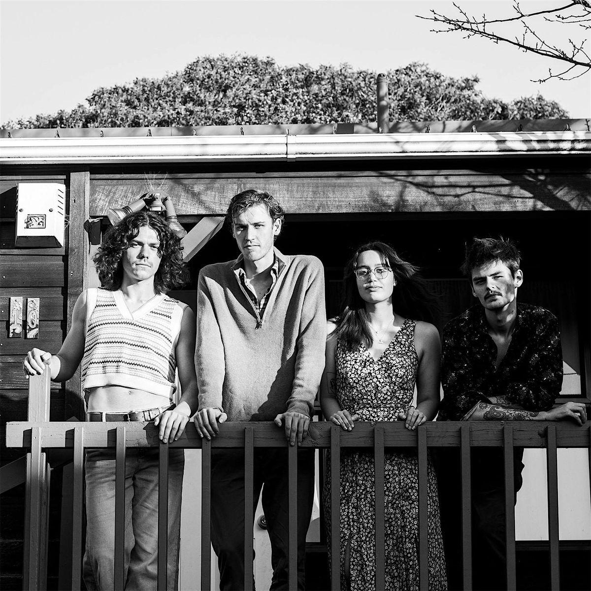 Black and white of Pony Grove, a four piece band.