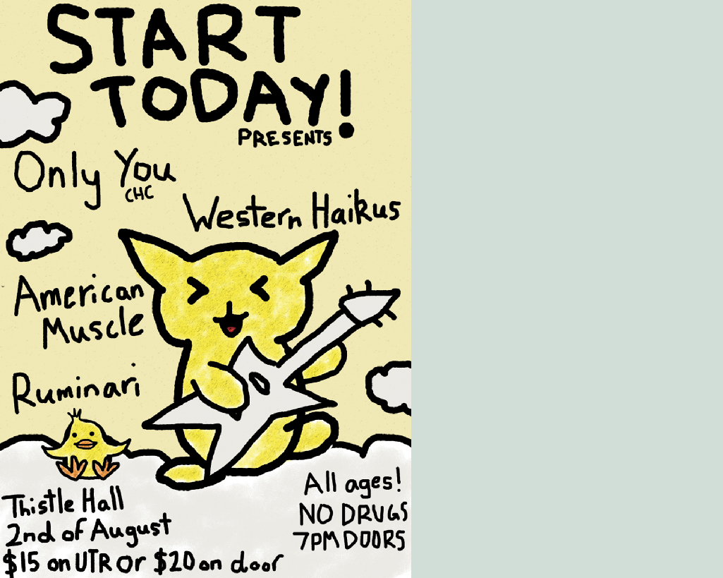 Start Today poster - Only You, Western Haikus, American Muscle, Ruminari