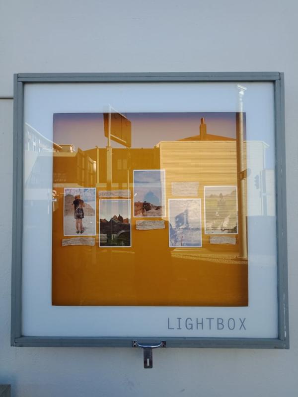 a persson, artwork in lightbox