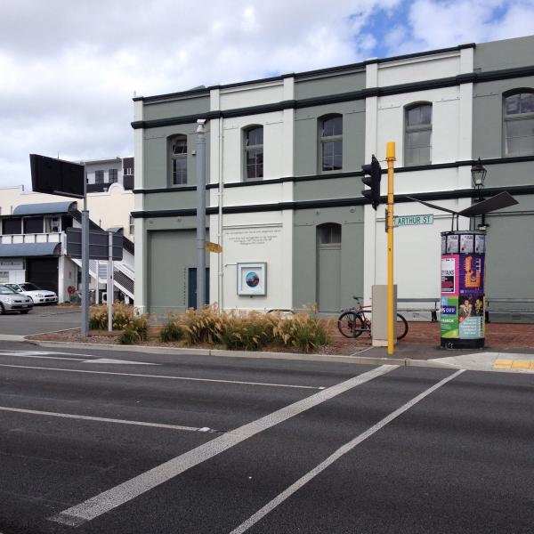 Erin Carver 'Rise Up' Thistle Hall lightbox, view from the street