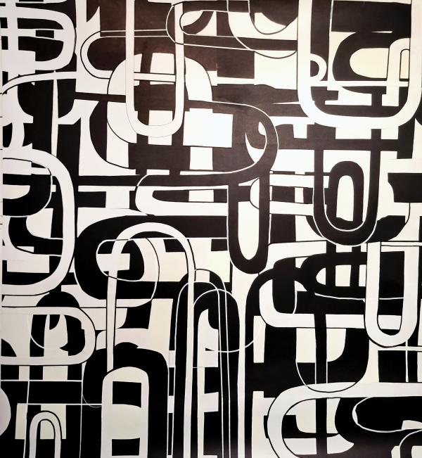 Black and white abstract collage by Emily Harris