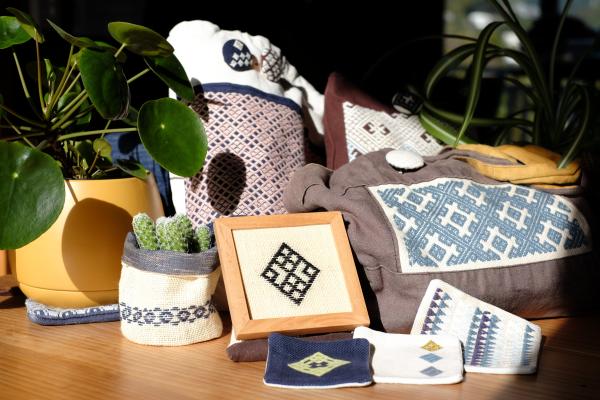 Kogin embroidery - a form of sashiko that flourished in the northernmost regions of Japan over 150 years ago. Works by Shinobu Kuroda. 