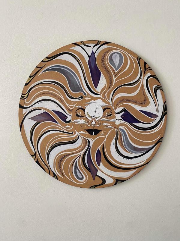 Round swirling painting by Apex The Artist