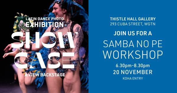 Flyer for free drop-in Samba class, 20 November Thistle Hall Gallery.