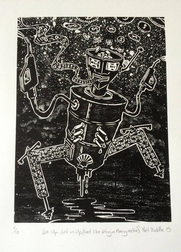 Neil Buddle, ‘Get Up, Get on Up (Feel Like Being a War Machine)’, 2015, Linocut