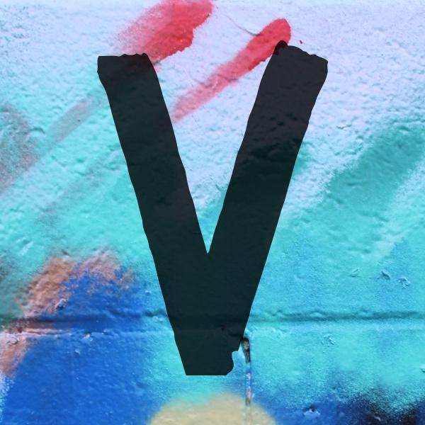 Colourful V street art logo for Vivid Festival