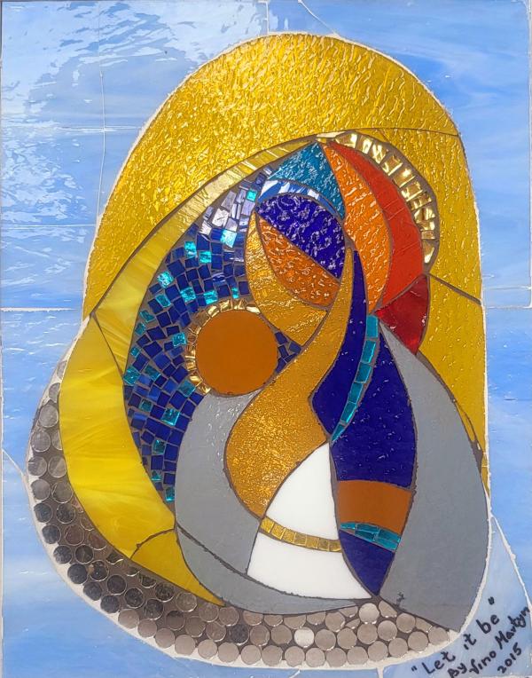 "Mother & Child" a stained glass art piece by Vino Martyn. 