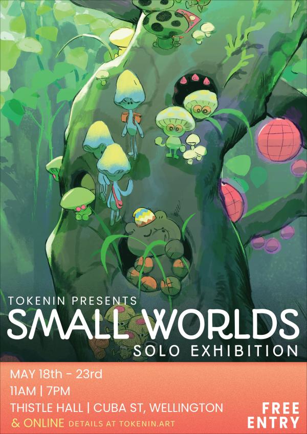 poster for small worlds exhibition by Aimee Cairns