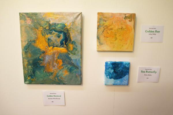 A selection of paintings for the Made by Maranga exhibition at Thistle Hall