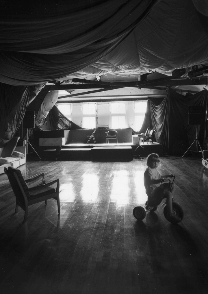 Interior of Thistle Hall, with Dusty, 1998.